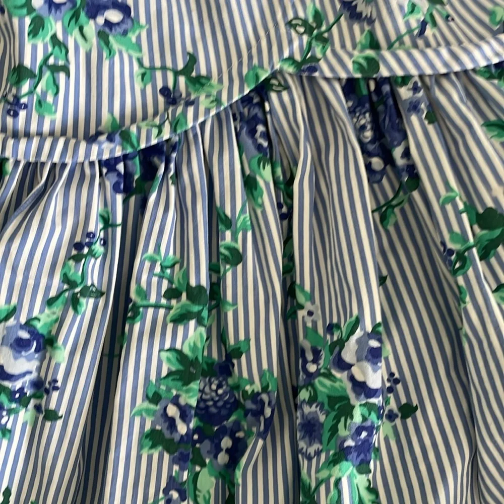 Vintage Floral Striped Puff Sleeve Dress - Picture 7 of 7